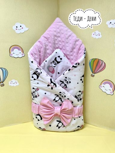 Зимно порт бебе за изписване "Розови панди", 80/80см.