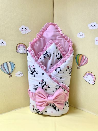 Порт бебе за изписване "Розови панди", 80/80см.