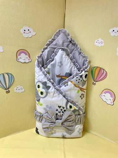 Порт бебе за изписване "Бухалчета" - сиво, 80/80см.