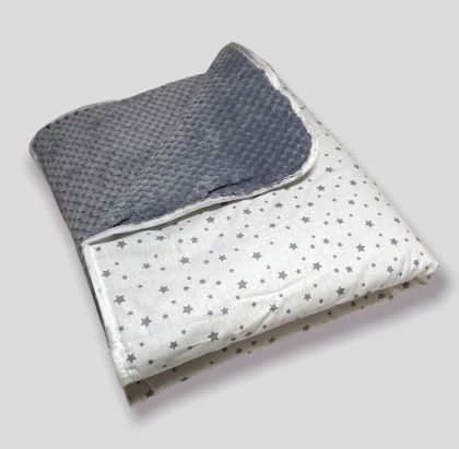 Soft Fleece Baby Blanket - "Mini Grey Stars" - 80x90cm