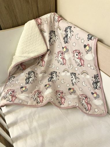 Soft Fleece Baby Blanket - "Unicorns" - 80x90cm