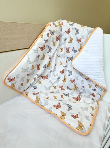 Soft Fleece Baby Blanket - "Orange Butterflies/Orange" - 80x90cm