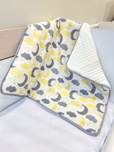 Бебешко поларено одеяло "Жълти лунички", 80/90см.