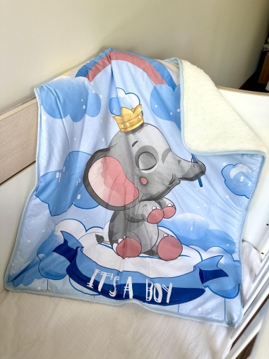 Луксозно бебешко поларено одеяло "Слонче" - екрю, 80/90см.