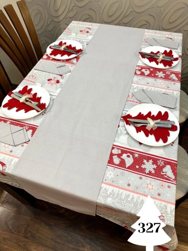 Коледен комплект за маса "Снежковци/ сиво" - 327