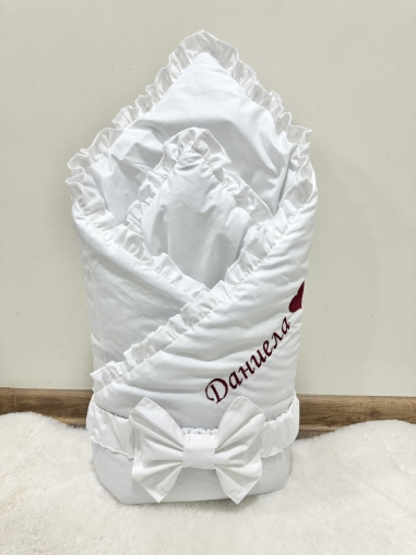 Персонализирано порт бебе за изписване с бродерия на името - Бяло, 80/80см.