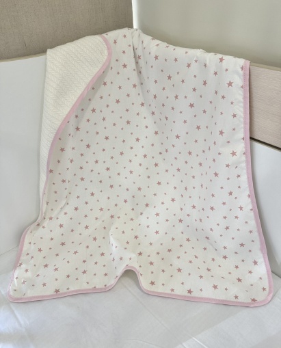 Pique Baby Blanket "Mini Pink stars" - 80x90cm