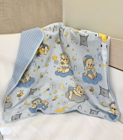 Pique Baby Blanket - "Sleepy Bear" - 80x90cm