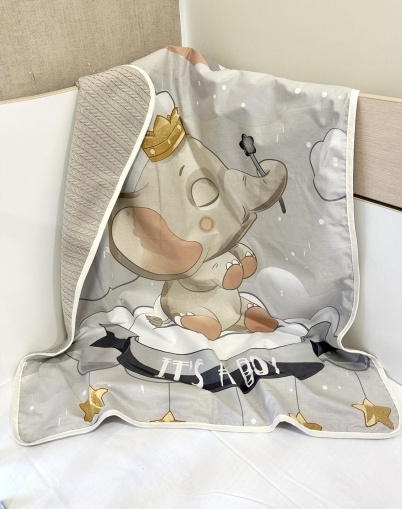 Pique Baby Blanket - "Beige Elephant" - 80x90cm 