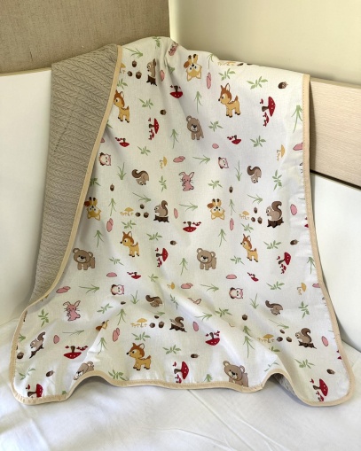 Pique Baby Blanket - "Forest Animals" - 80x90cm