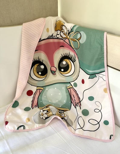Baby Blanket - "Happy Owl/Pink" - 80x90cm