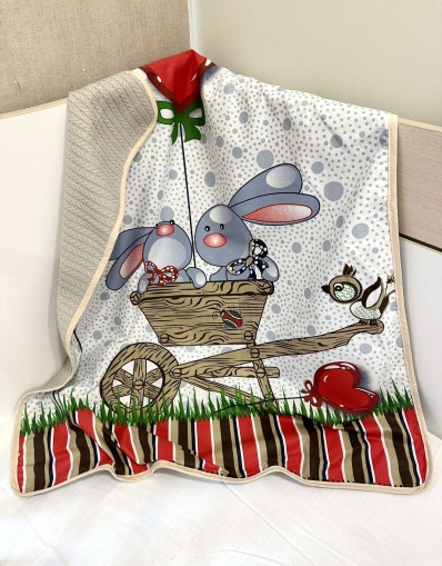 Pique Baby Blanket - "Balloon Bunnies" - 80x90cm