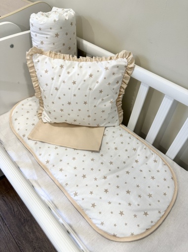 Baby stroller set + leak-proof mat "Small beige stars"