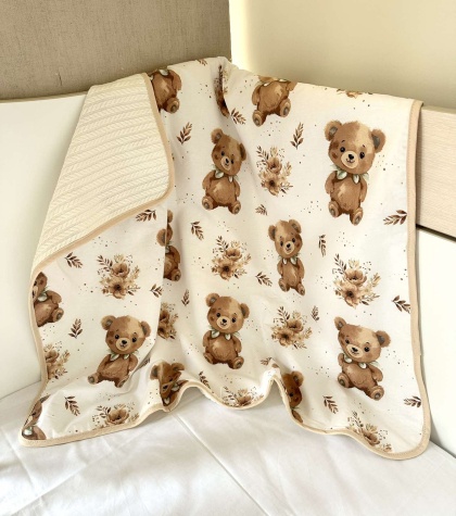 Бебешко одеяло - "Веселото мече"- екрю - 80/90см.