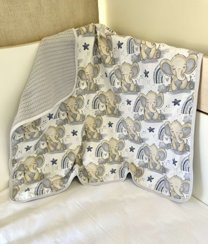 Бебешко одеяло - "Сини слончета" - 80/90см.