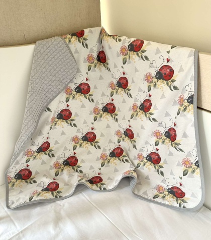 Pique Baby Blanket - "Ladybugs" - 80x90cm