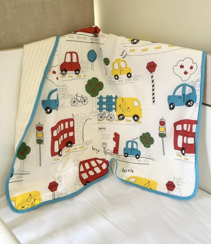 Pique Baby Blanket – “Buses” – 80×90 cm