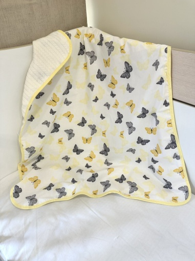 Pique Baby Blanket "Yellow Butterflies" - 80x90cm