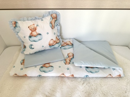 Baby stroller set "Sleeping bear/Blue"
