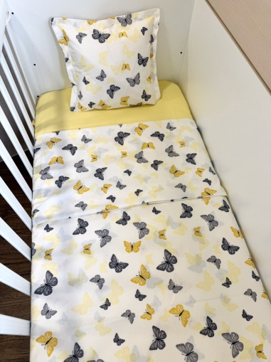 Бебешки спален комплект "Жълти пеперуди" - 130/100см.