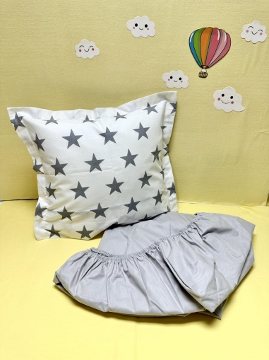 Долен чаршаф с ластик + калъфка - "Сиви звезди"