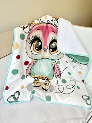 Луксозно бебешко поларено одеяло "Бухалче", 80/90см.