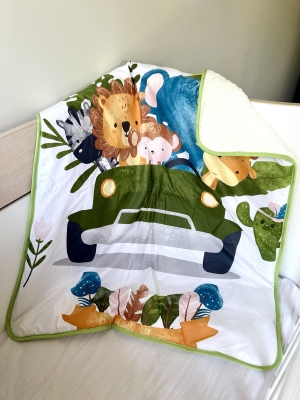 Луксозно бебешко поларено одеяло "Джунгла", 80/90см.