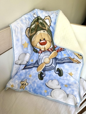 Луксозно бебешко поларено одеяло "Пилотче", 80/90см.