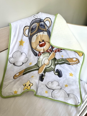 Soft Fleece Baby Blanket - "Pilot/Ecru" - 80x90cm