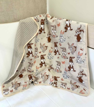 Pique Baby Blanket - "Bunnies" - 80x90cm