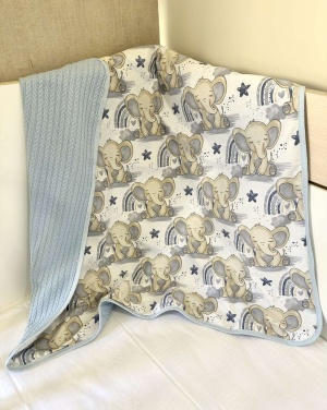 Бебешко одеяло - "Сини слончета" - 80/90см.