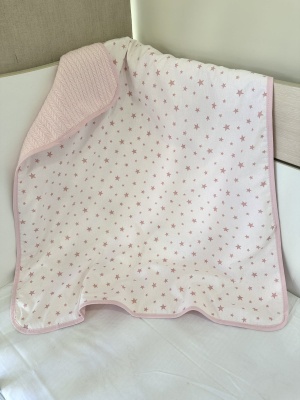 Бебешко одеяло - "Малки розови звездички/ розово" - 80/90см.