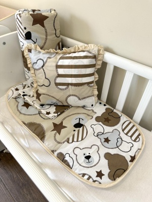 Baby stroller set + leak-proof mat "Beige bears"