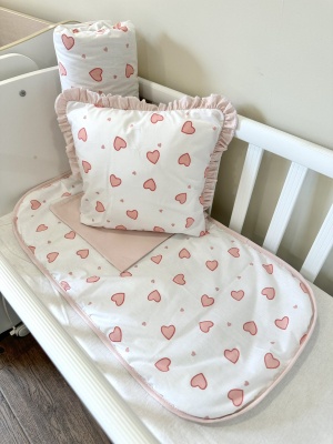 Baby stroller set + leak-proof mat "Pink Hearts"