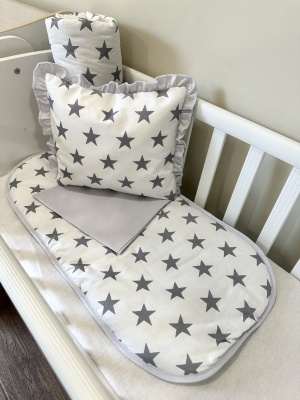 Baby stroller set + leak-proof mat "Grey stars"