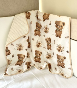 Бебешко одеяло - "Веселото мече"- екрю - 80/90см.