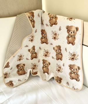 Бебешко одеяло - "Веселото мече/ бежово" - 80/90см.