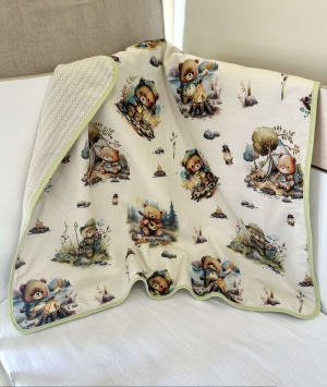 Pique Baby Blanket - "Forest Bear" - 80x90cm