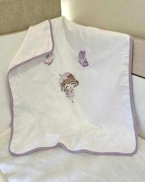 Personalized Embroidered Pique Baby Blanket "Fairy" - 80x90cm