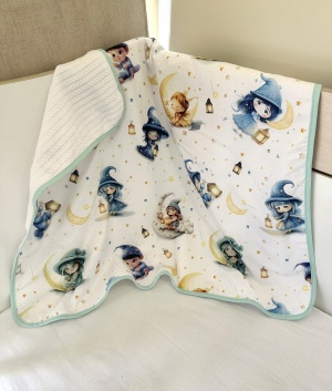 Pique Baby Blanket - "Magic/Mint"- 80x90cm