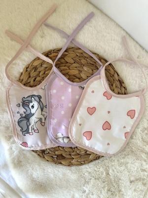 Бебешки непромокаеми лигавници - 3бр. в комплект - розови