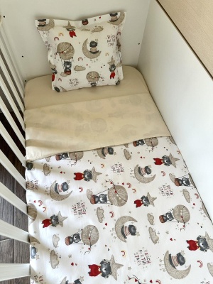 Бебешки спален комплект "Бежови балончета"