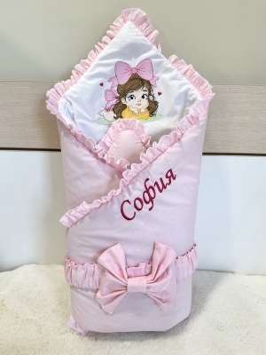 Персонализирано порт бебе за изписване с бродерия "Момиченце" , 80/80см.