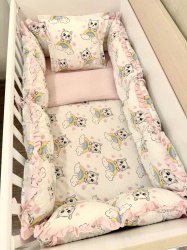 Бебешки спален комплект 8 части с обиколници "Сладки котенца"