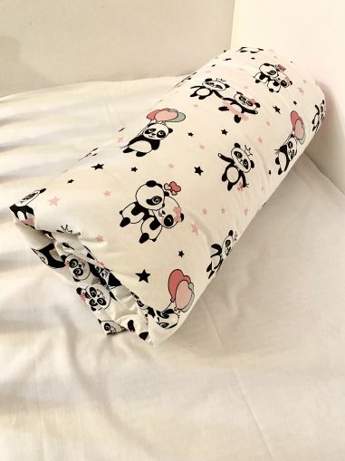 Бебешка олекотена завивка "Розови панди"