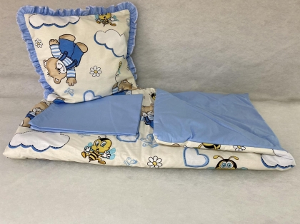 Baby stroller set "Beige bears/blue"