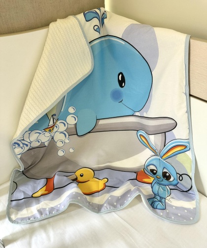 Pique Baby Blanket - "Bath Time" - 80x90cm