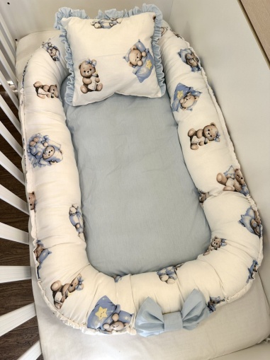 Бебешко гнездо "Син биберон" + ПОДАРЪК възглавничка 