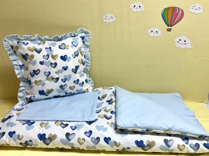 Комплект за количка "Сини сърчица"