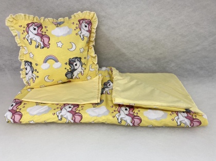 Комплект за количка "Жълти еднорози"